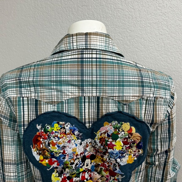 Upcycled Levi's Mickey Mouse Plaid Shirt - Picture 3 of 11